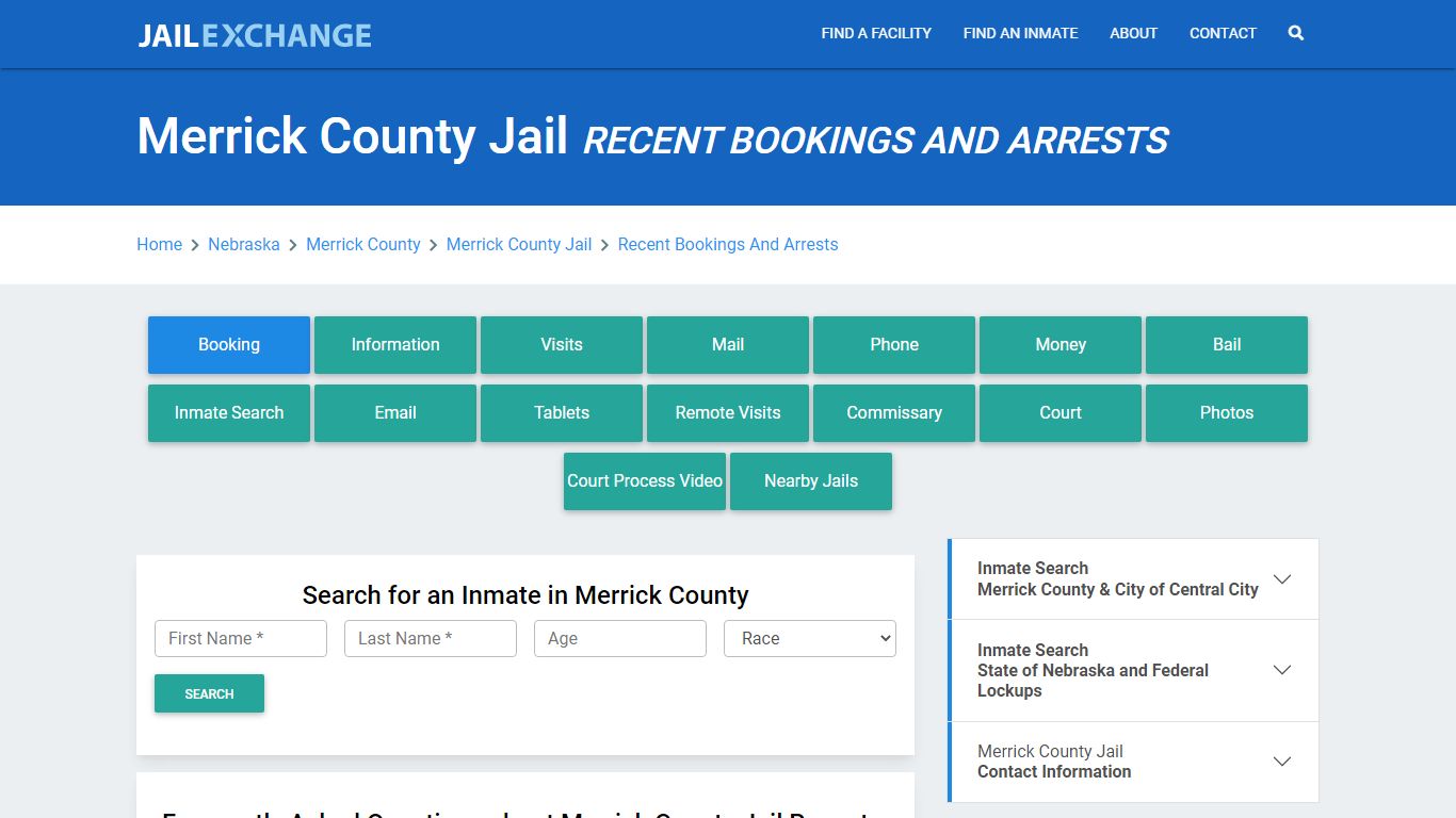 Merrick County Jail Recent Bookings And Arrests - Jail Exchange