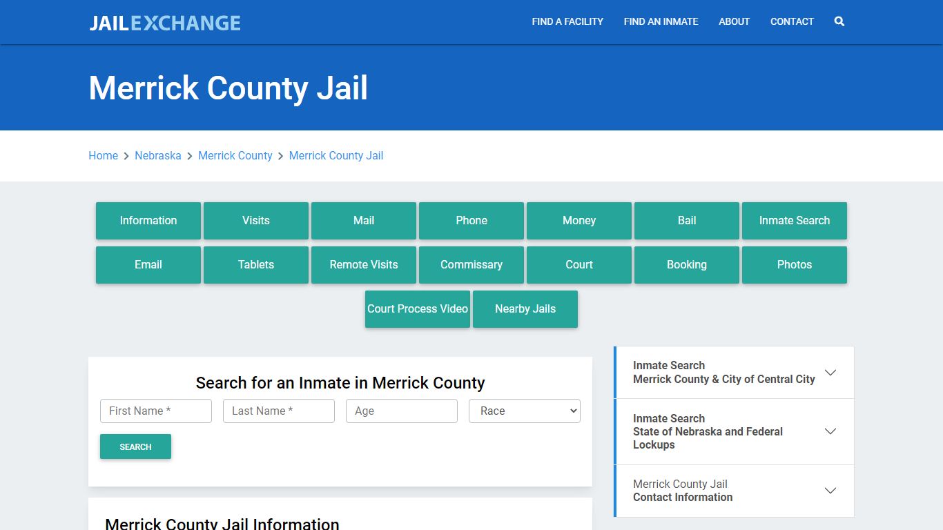 Merrick County Jail Roster Lookup, NE, Inmate Search